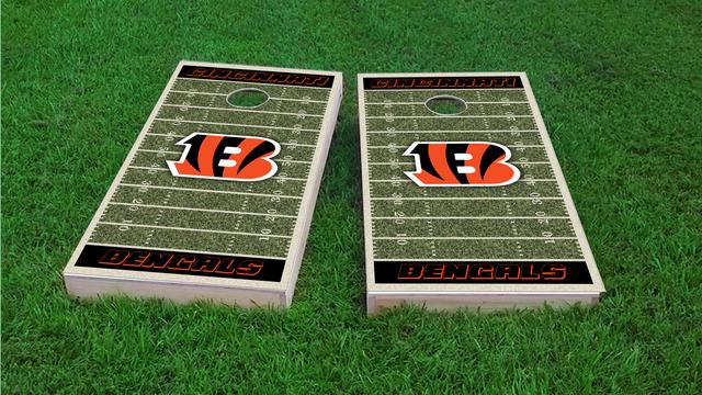 NFL Field (Cincinnati Bengals) Themed Custom Cornhole Board Design
