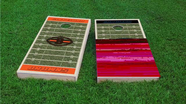 NFL Field (Cleveland Browns) Themed Custom Cornhole Board Design