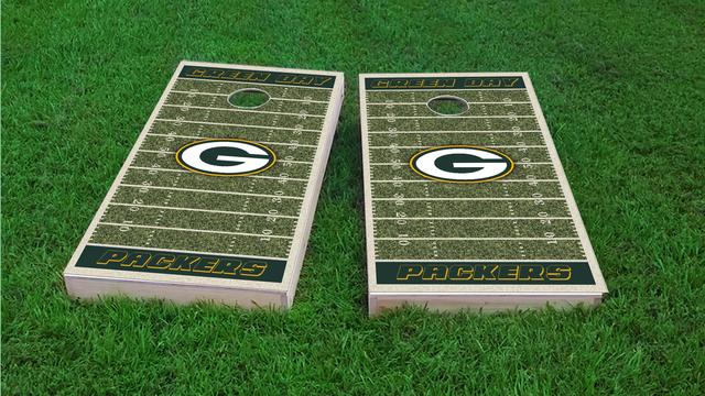 NFL Field (Green Bay Packers) Themed Custom Cornhole Board Design