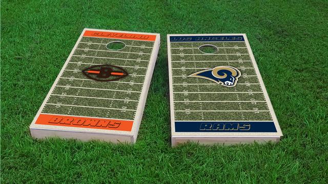 NFL Field (Los Angeles Rams) Themed Custom Cornhole Board Design