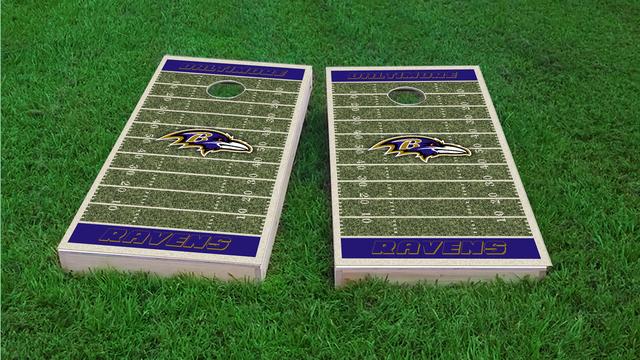 NFL Field (Baltimore Ravens) Themed Custom Cornhole Board Design