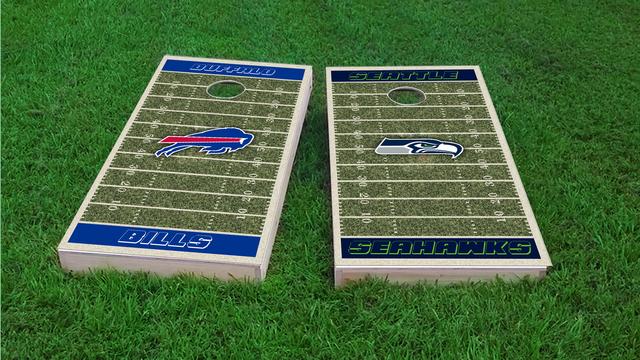 NFL Field (Seattle Seahawks) Themed Custom Cornhole Board Design