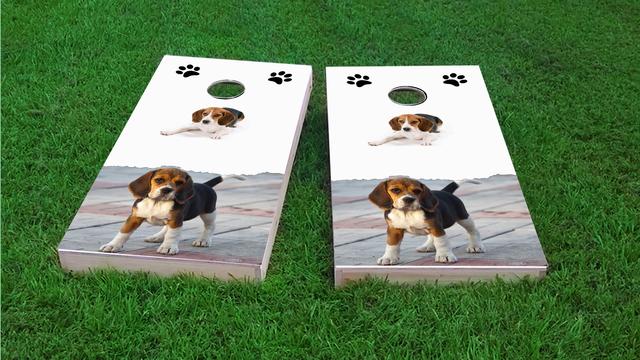 Beagle Lovers Themed Custom Cornhole Board Design
