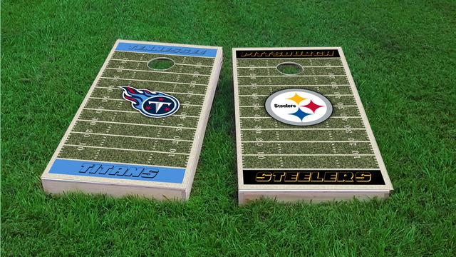 NFL Field (Pittsburgh Steelers) Themed Custom Cornhole Board Design