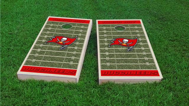 NFL Field (Tampa Bay Buccaneers) Themed Custom Cornhole Board Design