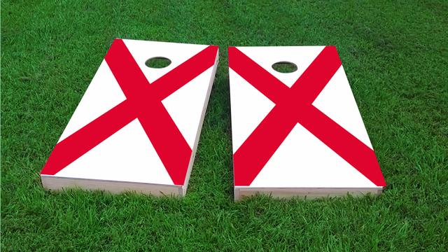 Alabama State Flag Themed Custom Cornhole Board Design