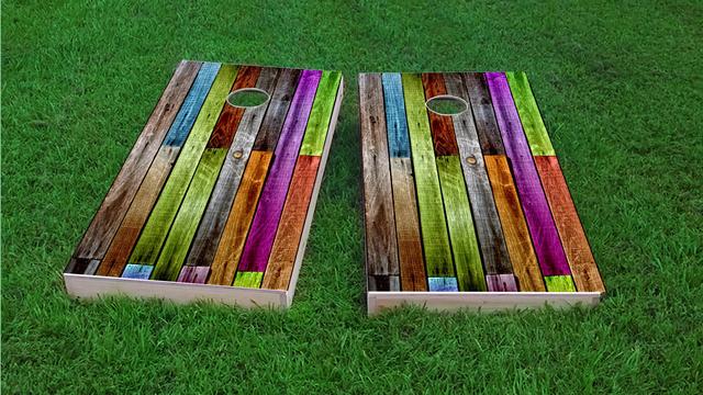 Rainbow Wood Slat Background