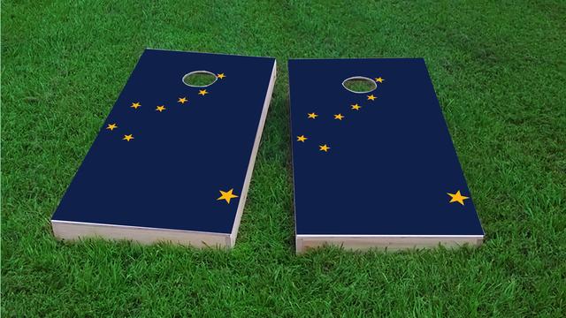 Alaska State Flag Themed Custom Cornhole Board Design