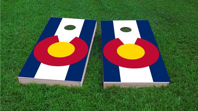 Colorado State Flag Themed Custom Cornhole Board Design