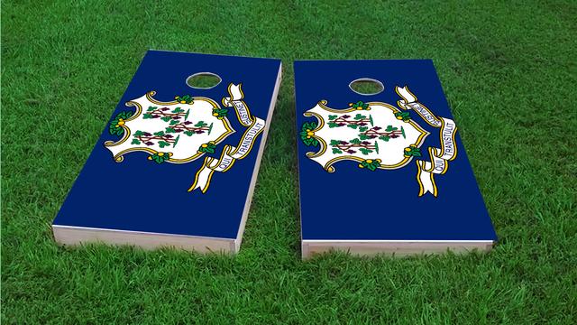 Connecticut State Flag Themed Custom Cornhole Board Design