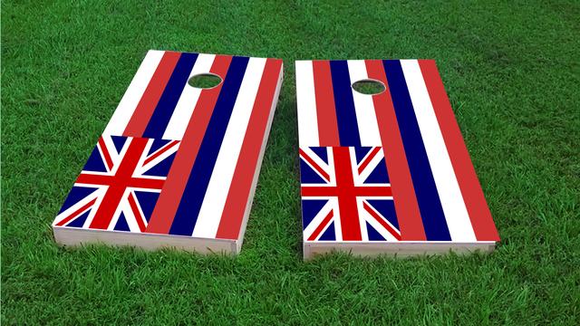 Hawaii State Flag Themed Custom Cornhole Board Design
