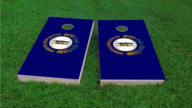 Kentucky State Flag Themed Custom Cornhole Board Design