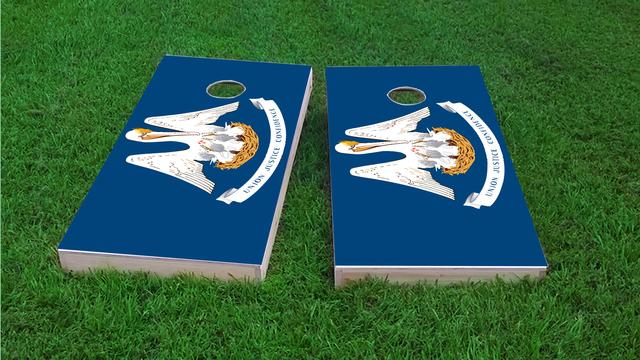 Louisiana State Flag Themed Custom Cornhole Board Design