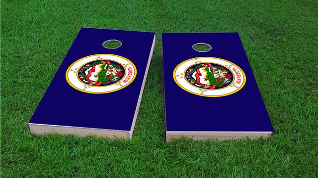 Minnesota State Flag Themed Custom Cornhole Board Design