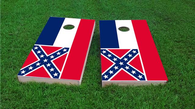 Mississippi State Flag Themed Custom Cornhole Board Design