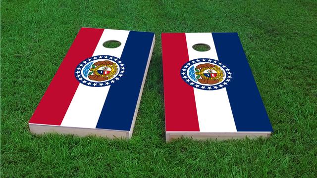 Missouri State Flag Themed Custom Cornhole Board Design