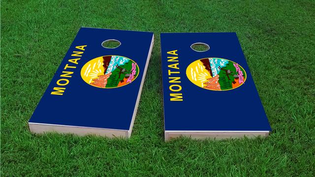 Montana State Flag Themed Custom Cornhole Board Design