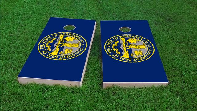 Nebraska State Flag Themed Custom Cornhole Board Design