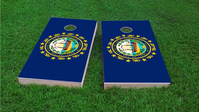 New Hampshire State Flag Themed Custom Cornhole Board Design