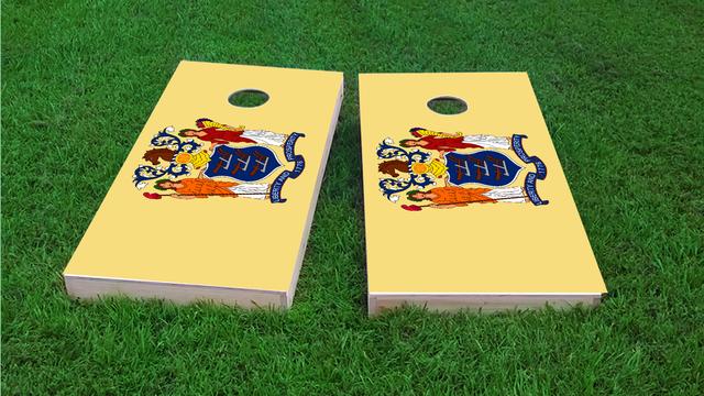 New Jersey State Flag Themed Custom Cornhole Board Design