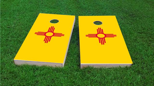 New Mexico State Flag Themed Custom Cornhole Board Design