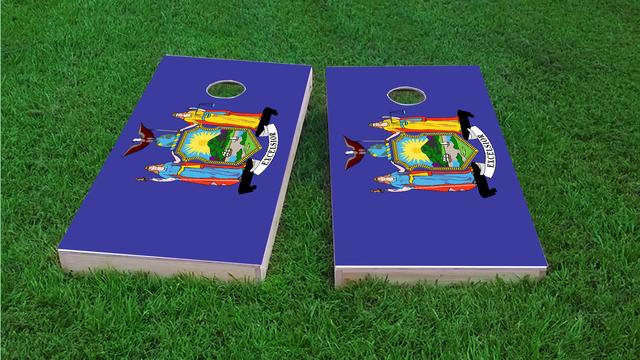 New York State Flag Themed Custom Cornhole Board Design