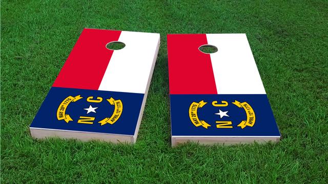 North Carolina State Flag Themed Custom Cornhole Board Design