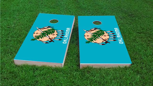 Oklahoma State Flag Themed Custom Cornhole Board Design