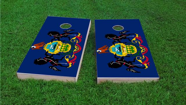 Pennsylvania State Flag Themed Custom Cornhole Board Design