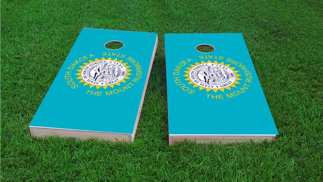 South Dakota State Flag Themed Custom Cornhole Board Design