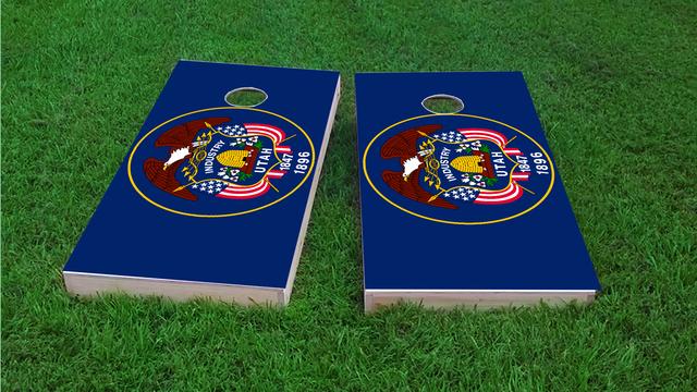 Utah State Flag Themed Custom Cornhole Board Design