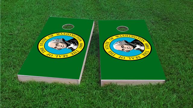 Washington State Flag Themed Custom Cornhole Board Design