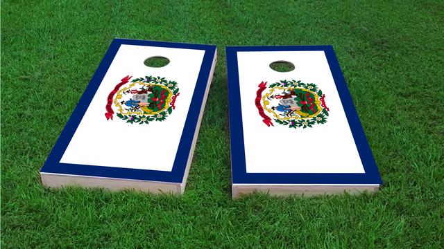 West Virginia State Flag Themed Custom Cornhole Board Design