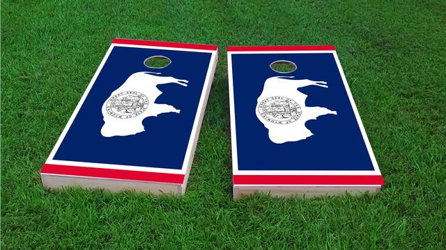 Wyoming State Flag Themed Custom Cornhole Board Design