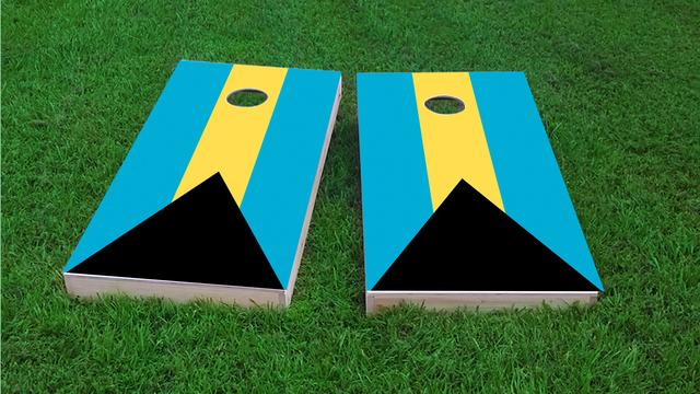  Bahamas National Flag Themed Custom Cornhole Board Design