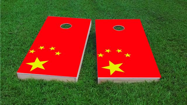 China National Flag Themed Custom Cornhole Board Design