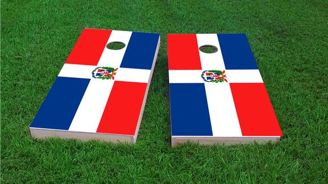 Dominican Republic National Flag Themed Custom Cornhole Board Design