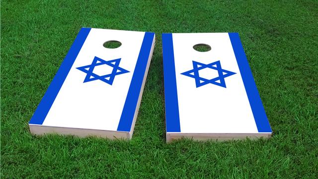 Israel National Flag Themed Custom Cornhole Board Design