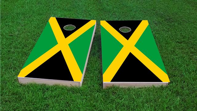 Jamaica National Flag Themed Custom Cornhole Board Design
