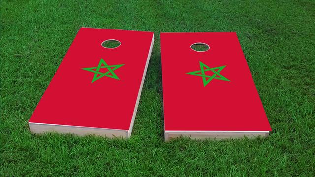 Morocco National Flag Themed Custom Cornhole Board Design