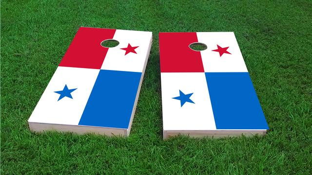 Panama National Flag Themed Custom Cornhole Board Design