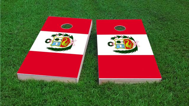 Peru National Flag Themed Custom Cornhole Board Design