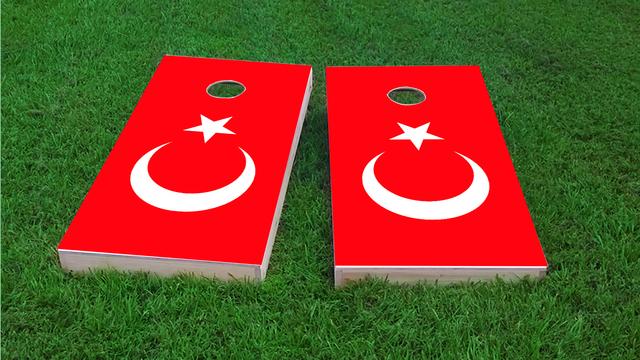 Turkey National Flag Themed Custom Cornhole Board Design