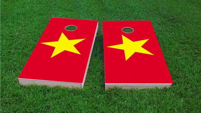 Vietnam National Flag Themed Custom Cornhole Board Design