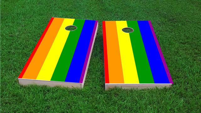 Gay Pride Rainbow Flag Traditional Themed Custom Cornhole Board Design