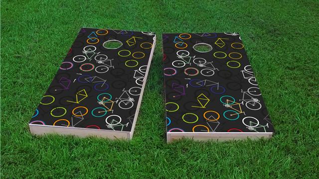 Bicycle Art Themed Custom Cornhole Board Design