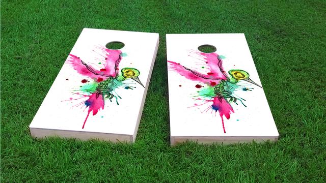  Humming Bird Art Themed Custom Cornhole Board Design