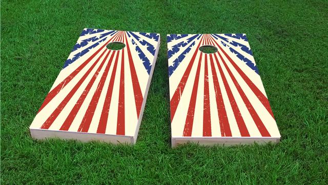 Star Spangled Themed Custom Cornhole Board Design