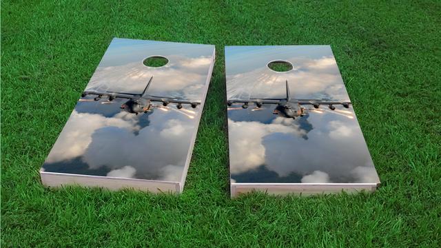 Jet Themed Custom Cornhole Board Design