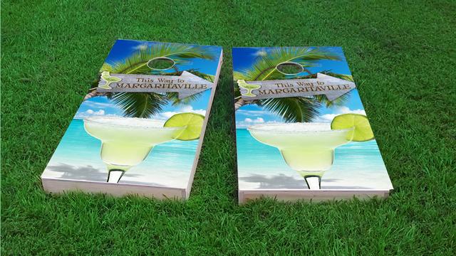 Margaritaville Themed Custom Cornhole Board Design